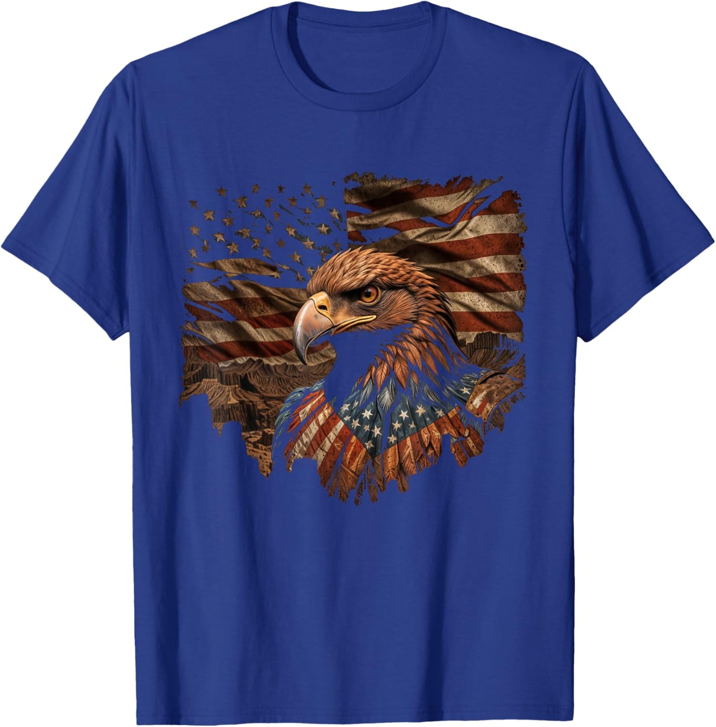 Eagle 4th Of July USA Flag Patriotic American T-Shirt - T-Shirt | Royal