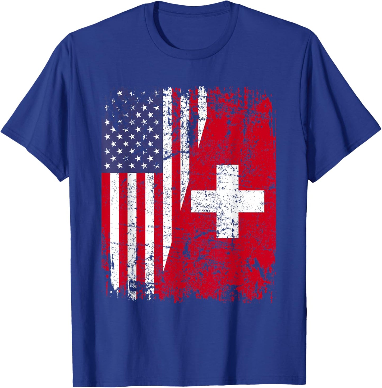 SWISS ROOTS | Half American Flag | SWITZERLAND Women Kids Men T-Shirt - T-Shirt | Royal