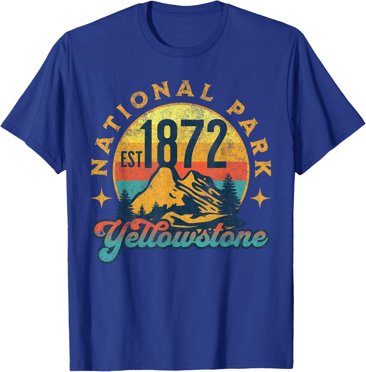 Yellowstone Park Nature Mountains Hiking Outdoors Vintage T-Shirt - T-Shirt | Royal