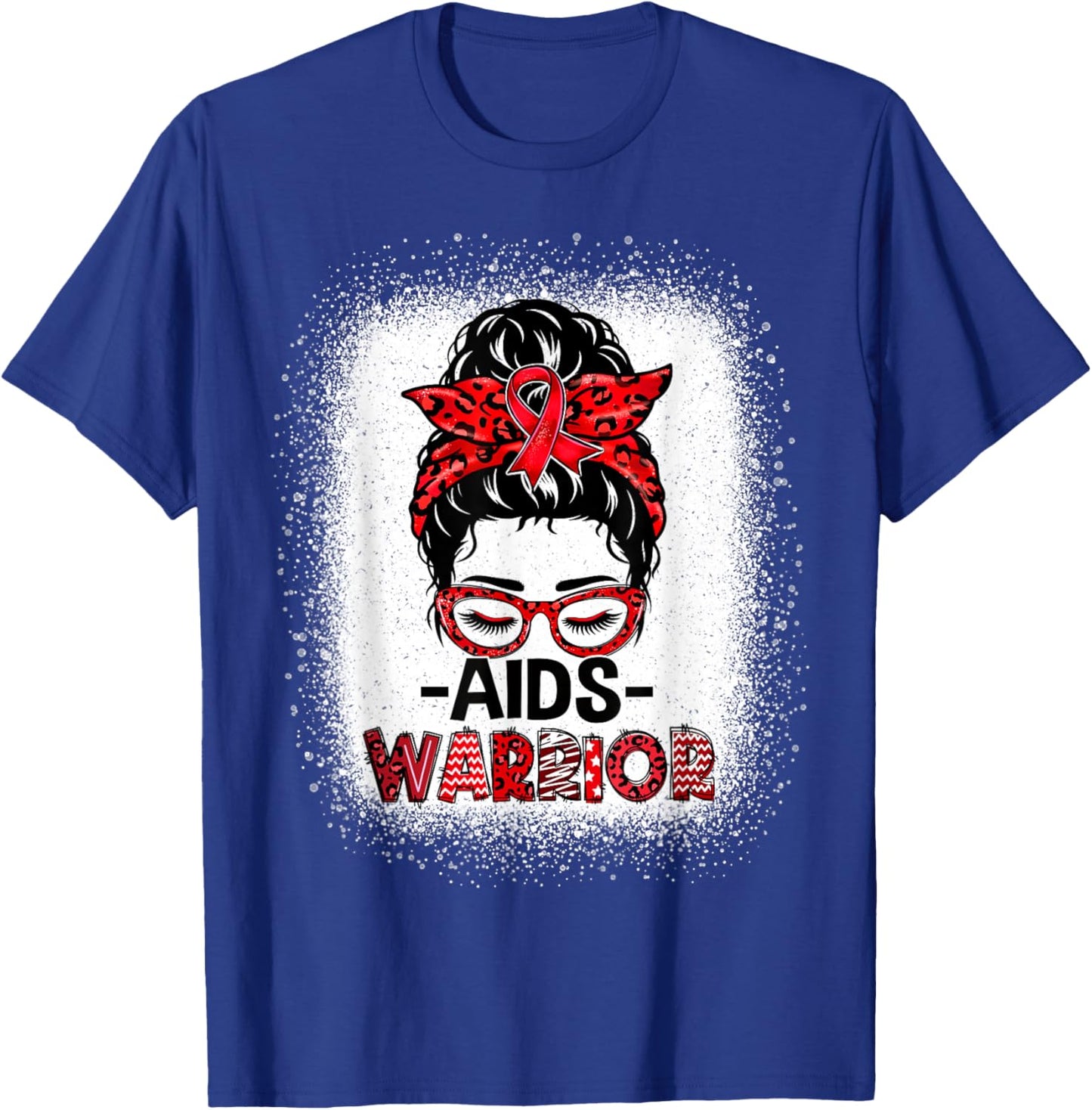 Aids Warrior Red Ribbon World Aids Day Hiv Aids Awareness T-Shirt - T-Shirt | Royal