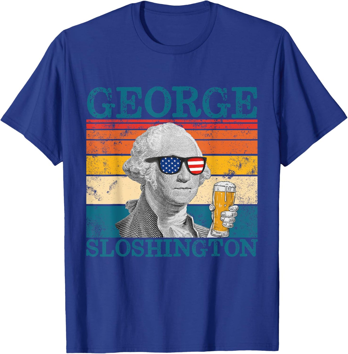 George Sloshington Retro Drinking President Washington T-Shirt - T-Shirt | Royal