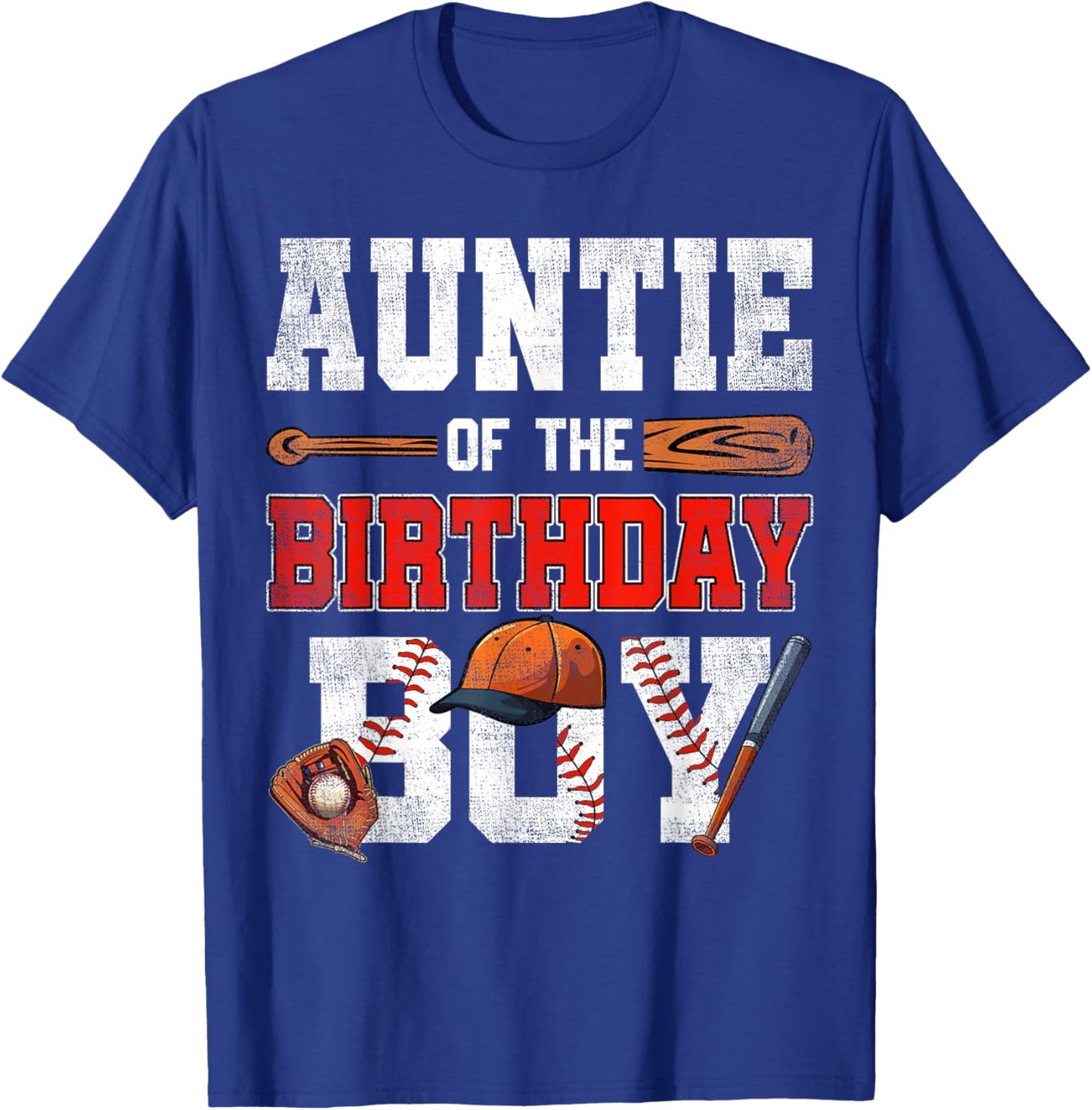 Auntie Of The Birthday Boy Baseball Bday Family T-Shirt - T-Shirt | Royal