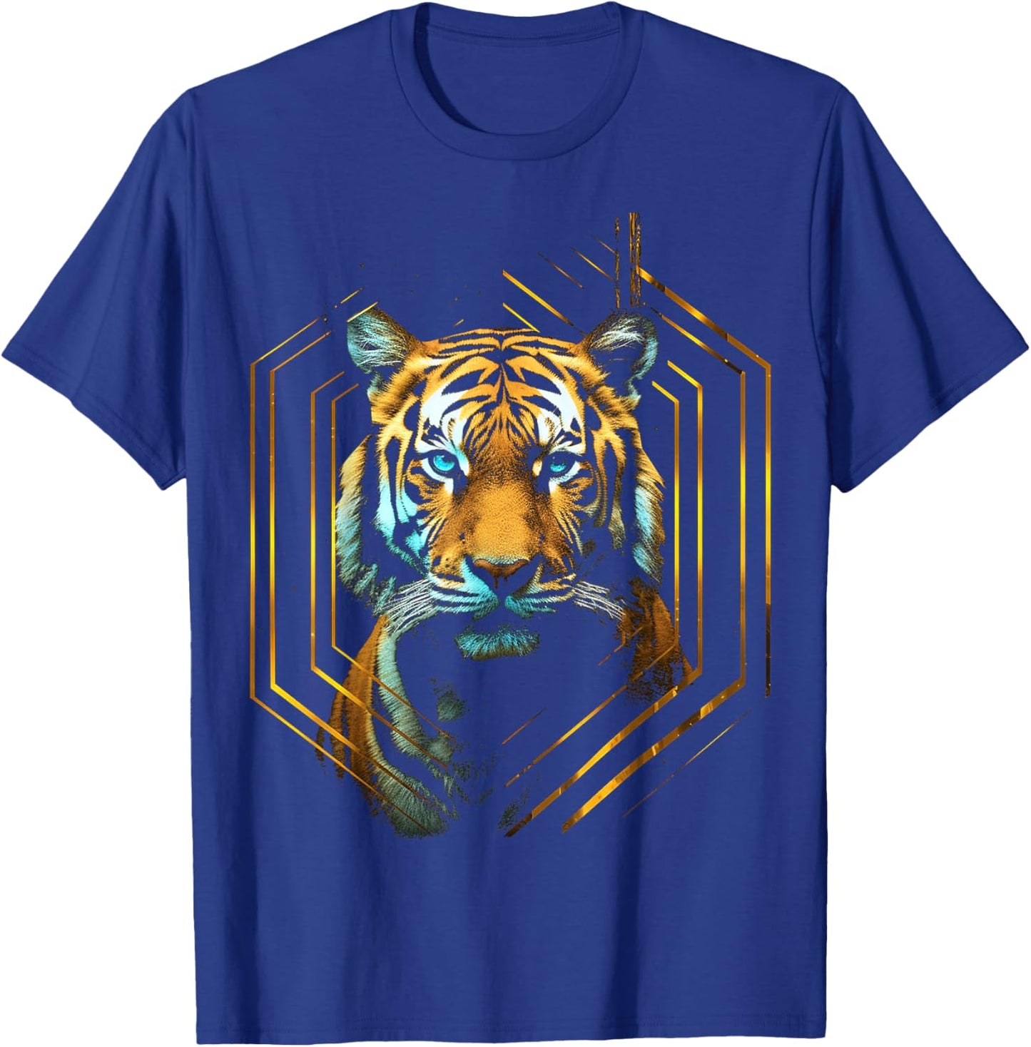 Tiger Fantasy Art Animal Love Geometric Graphic Tiger T-Shirt - T-Shirt | Royal