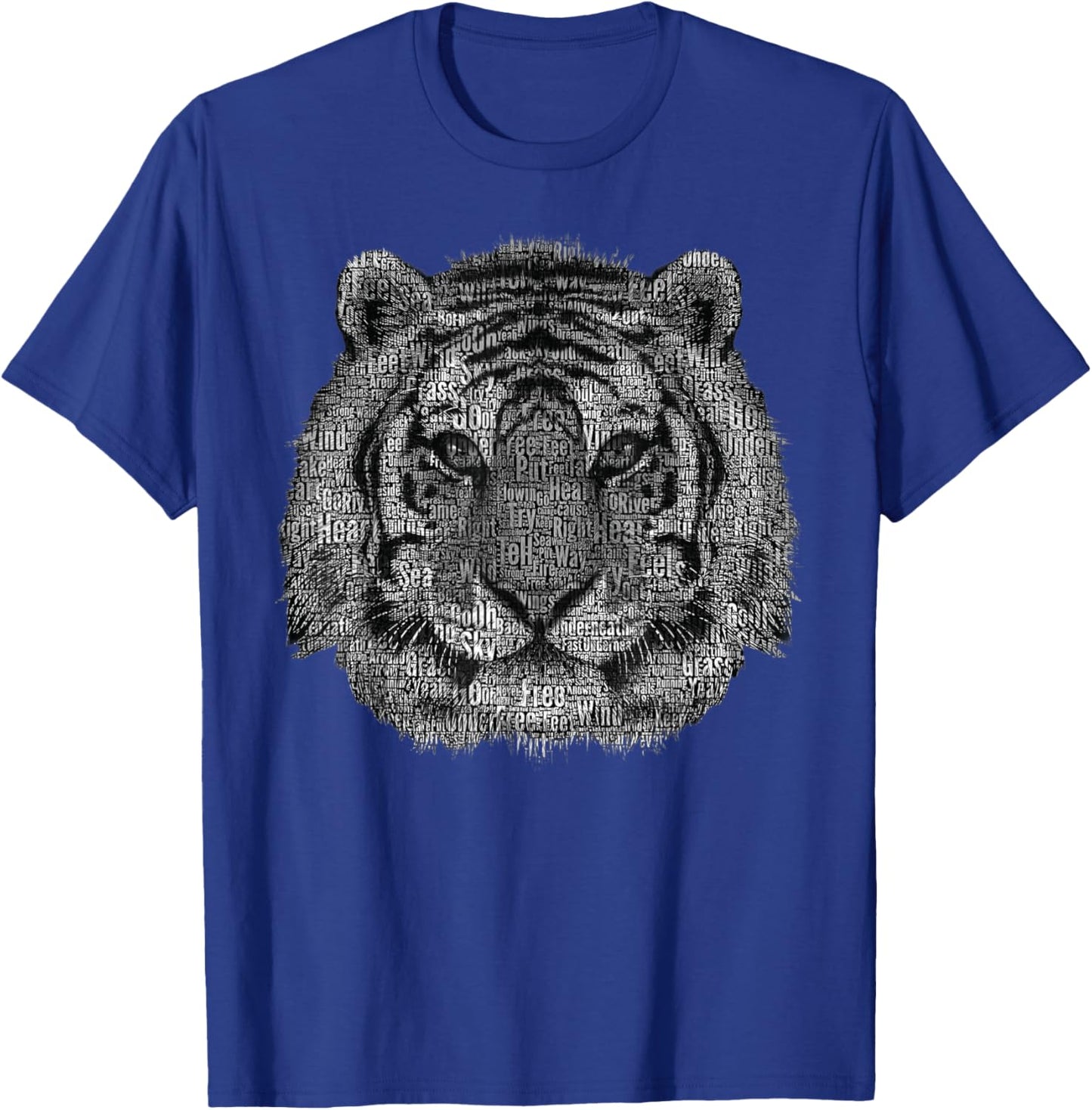 text word tiger head art face for lover Wild Tigers animal T-Shirt - T-Shirt | Royal