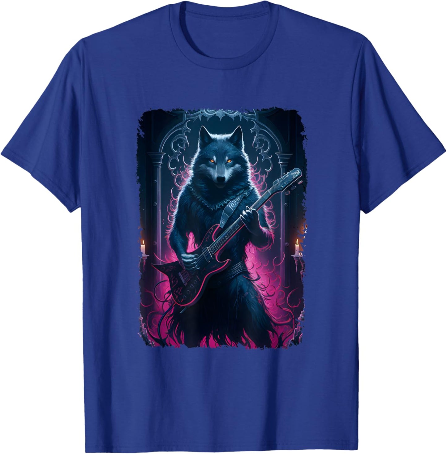 Wolf Playing Guitar Lover Rock Star Rock And Roll Guitarist T-Shirt - T-Shirt | Royal