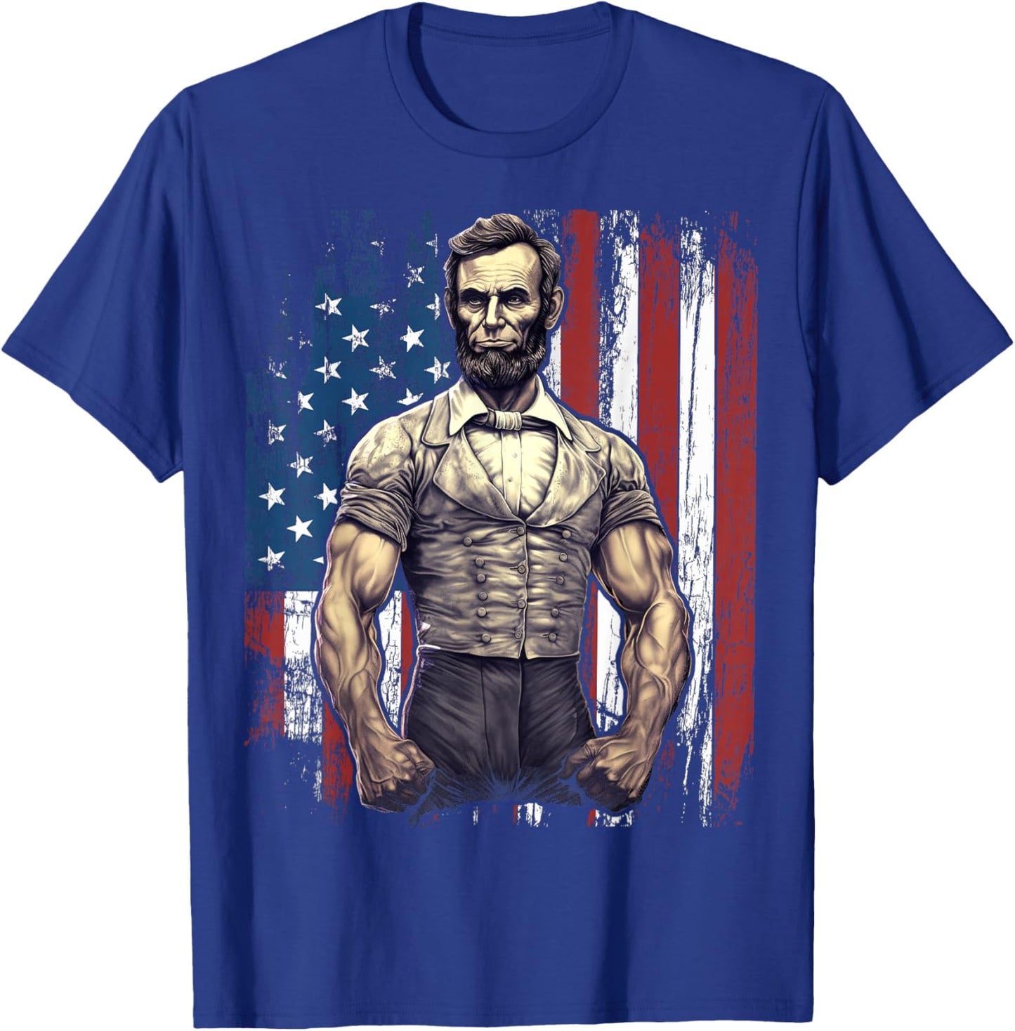 4th of July Patriotic Funny Abraham Lincoln Graphic July 4th T-Shirt - T-Shirt | Royal