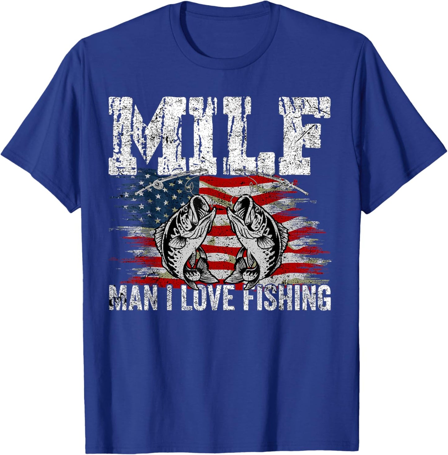 Vintage retro M.I.L.F Man I Love Fishing Funny Fishing MILF T-Shirt - T-Shirt | Royal
