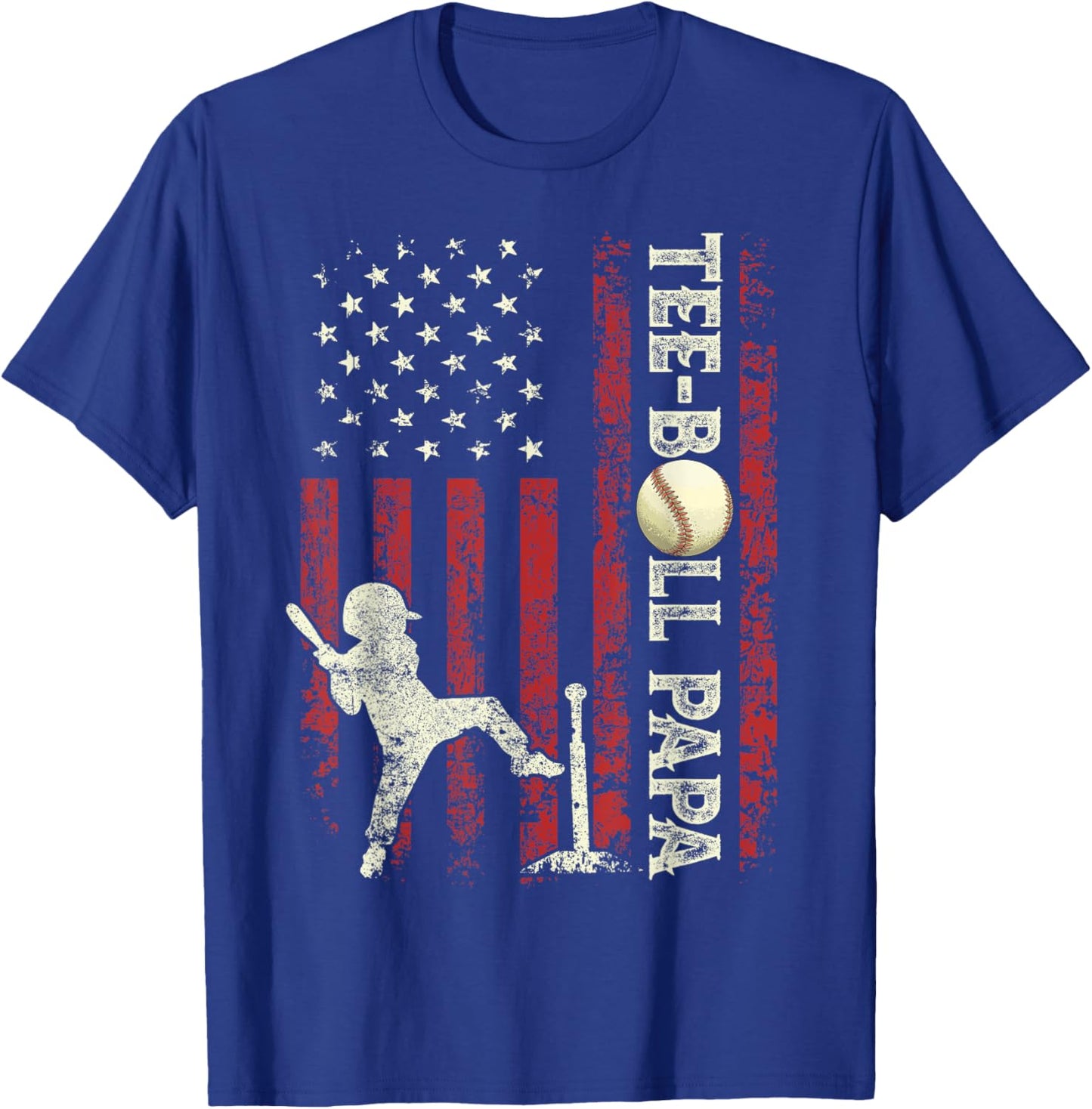 Ball Papa US Flag Gifts Dad Men Patriotic Fathers Day T-Shirt - T-Shirt | Royal