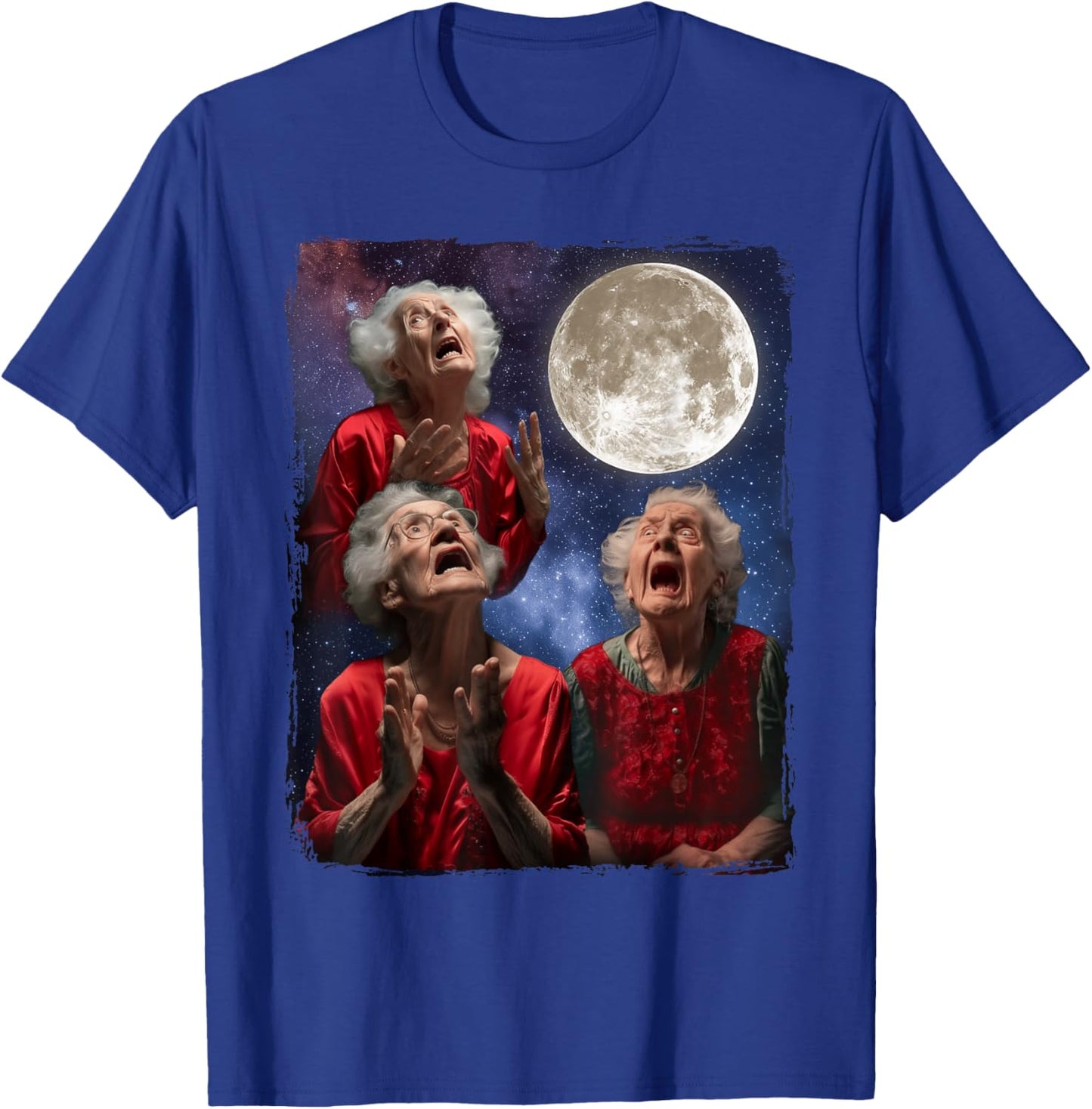 Grandma Howling At Moon Three Granny Moon T-Shirt - T-Shirt | Royal