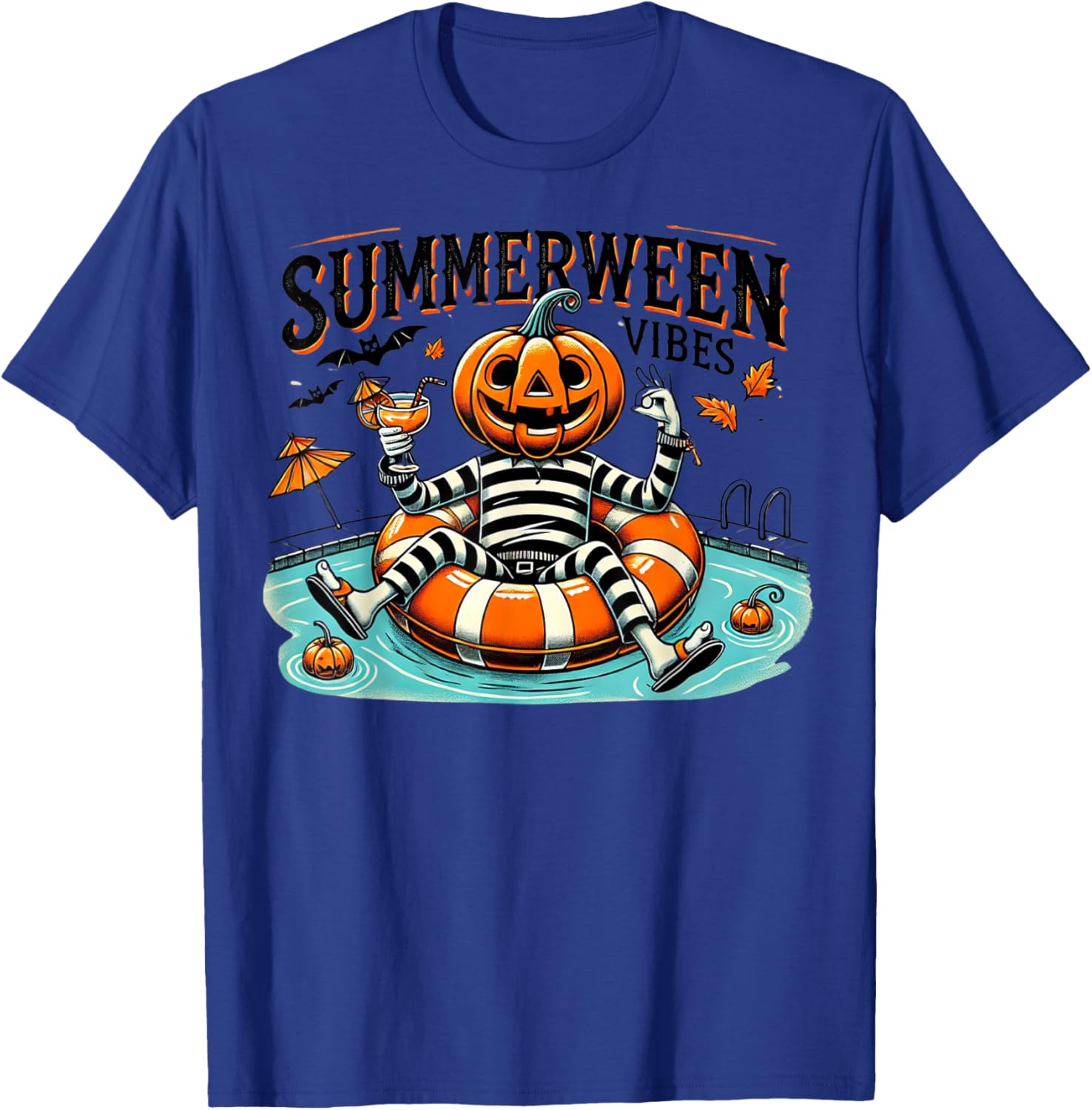 Summerween Vibes Spooky Summer Pumpkin Women Kids T-Shirt - T-Shirt | Royal