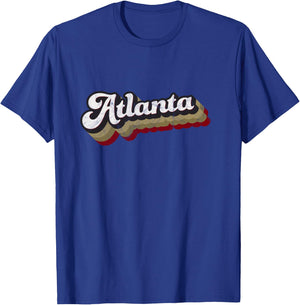 United Atlanta Soccer Distressed Retro Baseball Script T-Shirt - T-Shirt | Royal