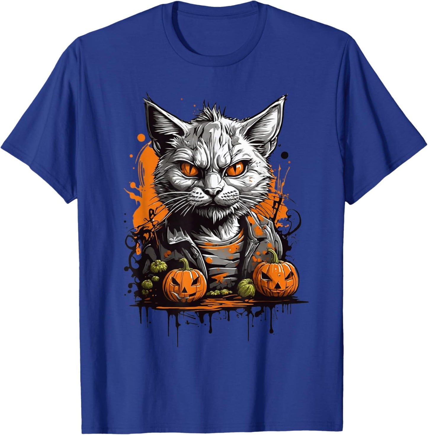 Zombie Cat And Pumpkin T-Shirt - T-Shirt | Royal