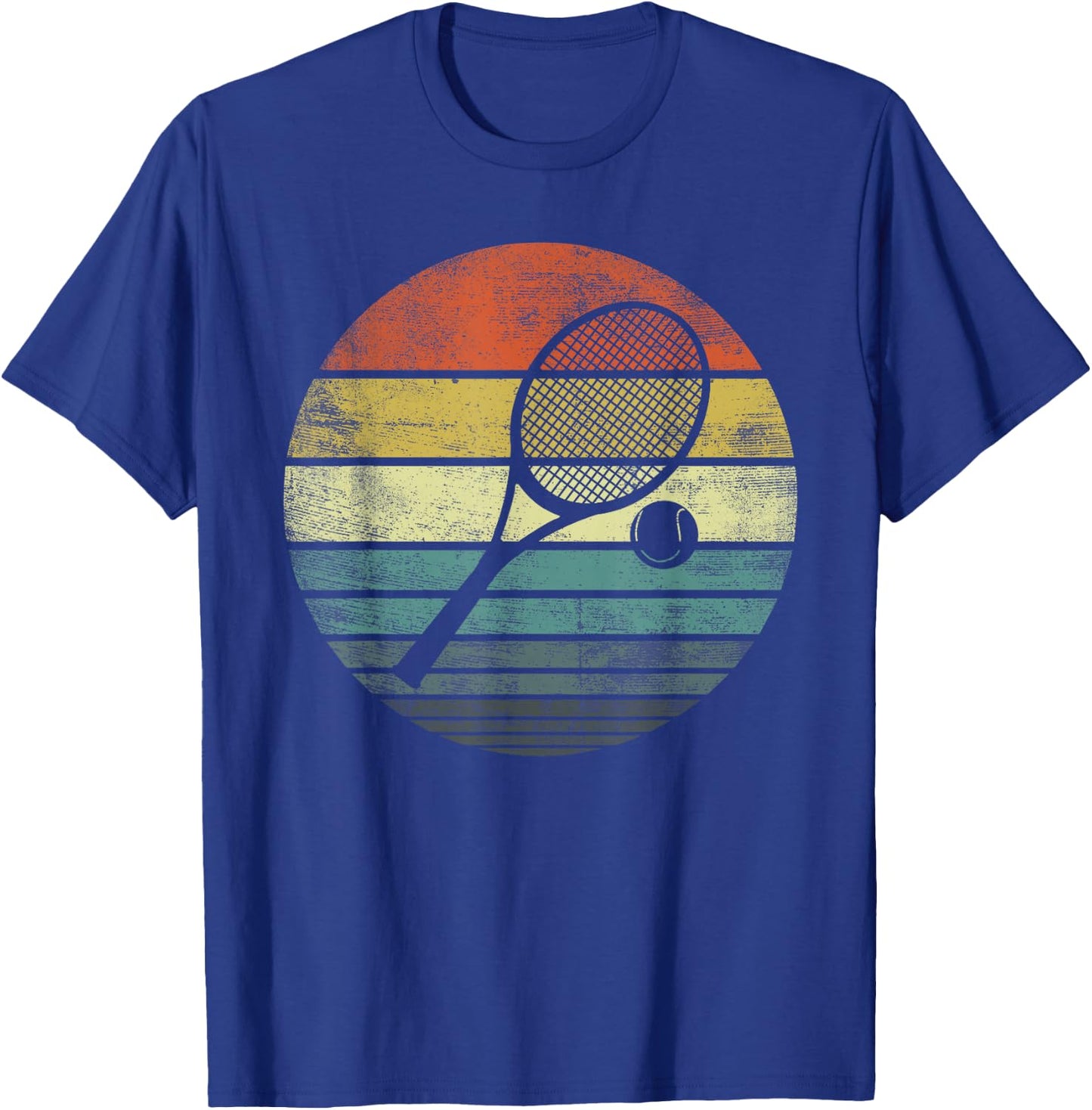 Tennis Player Gifts Retro Sunset Tennis Racquet & Ball Coach T-Shirt - T-Shirt | Royal