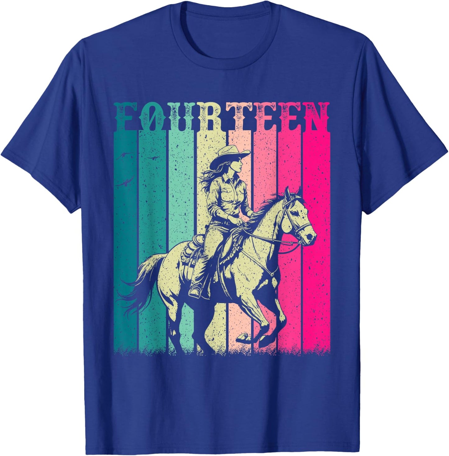 Cowgirl 14th Birthday Girls 14 Year Old Western Rodeo Party T-Shirt - T-Shirt | Royal