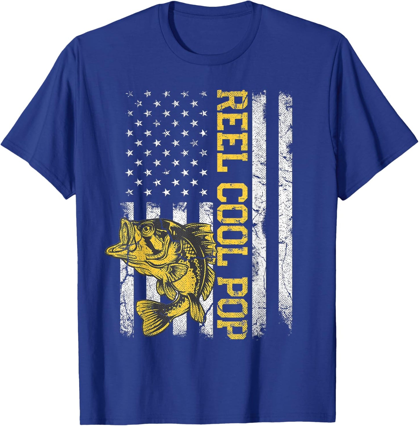 Father's Day Gift Fishing Reel Cool Pop American Flag Dad T-Shirt - T-Shirt | Royal
