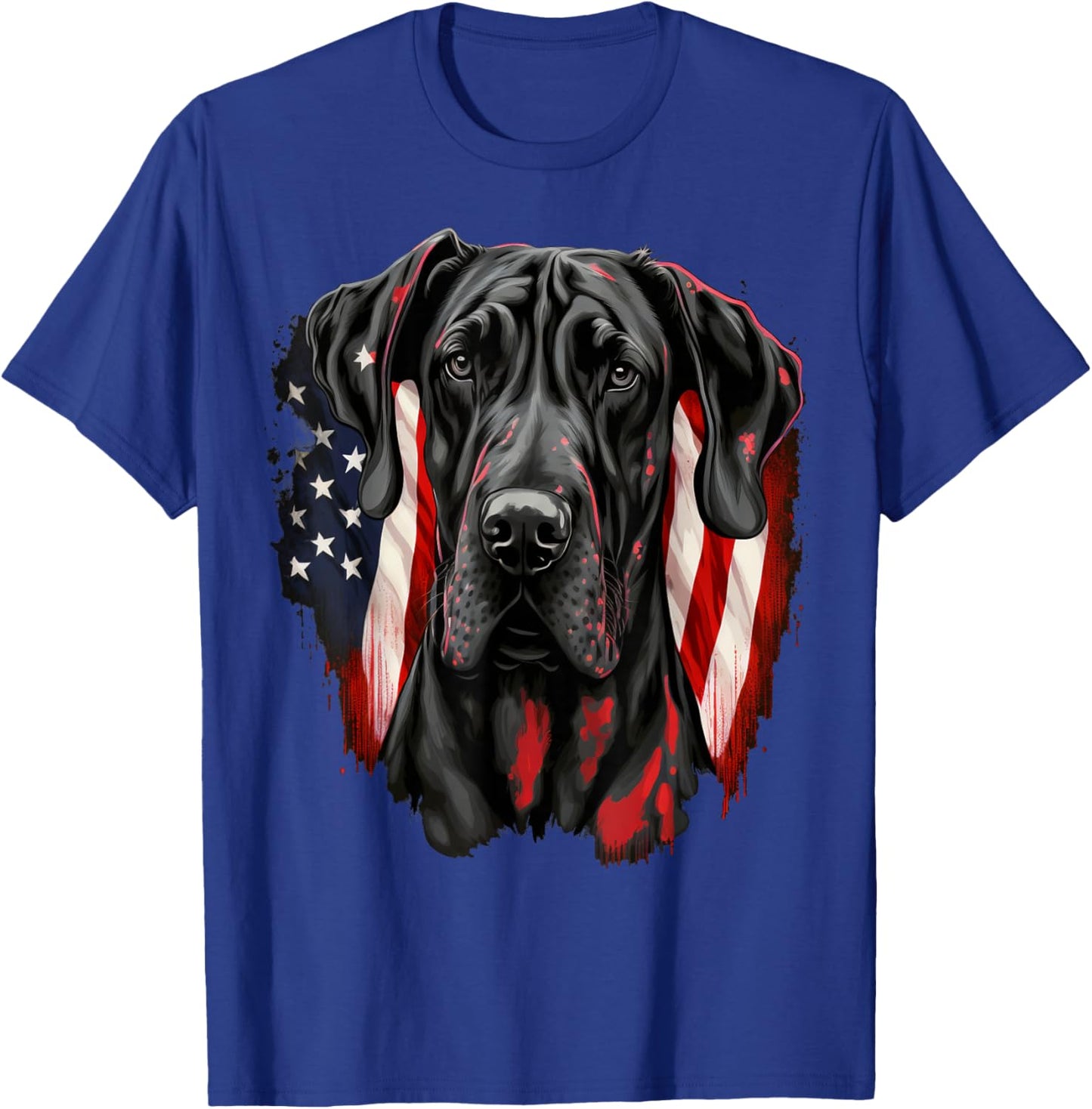 USA 4th of July Great Dane on Patriotic American Great Dane T-Shirt - T-Shirt | Royal