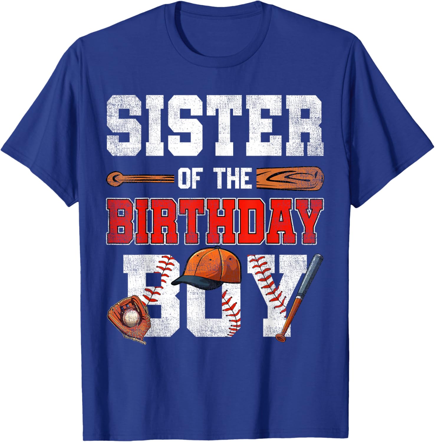 Sister Of The Birthday Boy Baseball Bday Family T-Shirt - T-Shirt | Royal