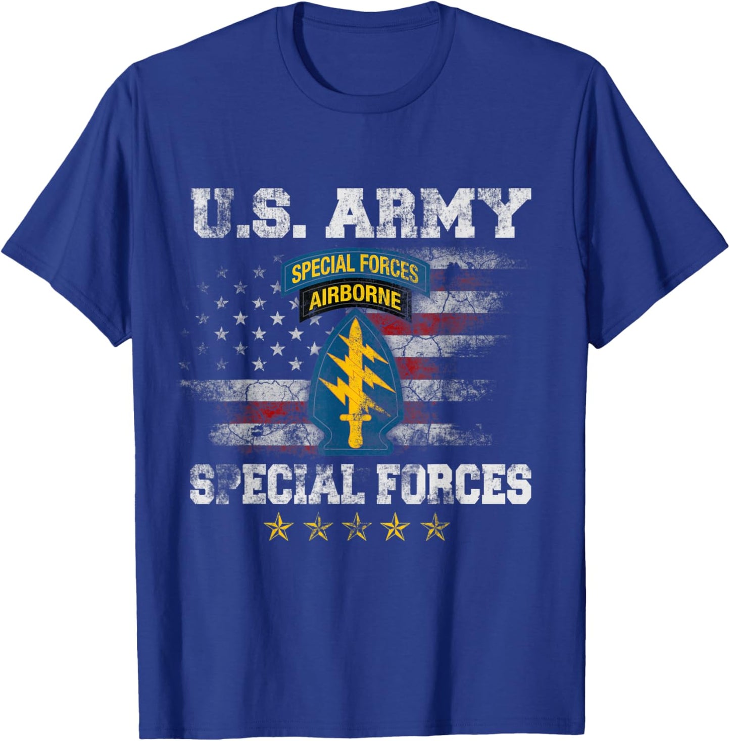 Special Forces Group Airborne Veteran Flag SFG 4th of July T-Shirt - T-Shirt | Royal