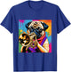 Fun Pug Playing Trumpet | Vintage Pop Art Jazz Player Dog Men Women Girls Kids T-Shirt - T-Shirt | Royal