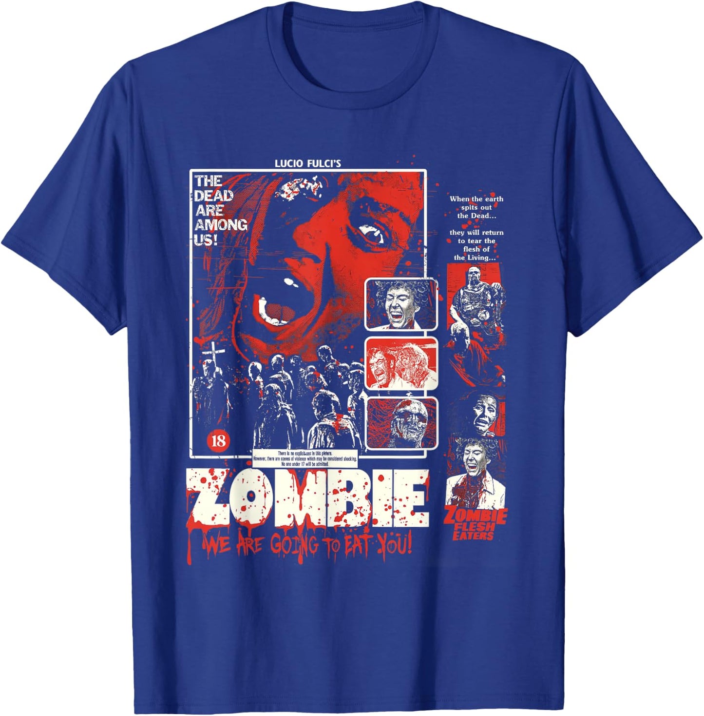 Vintage Zombie Halloween Poster Retro Movie Bloody T-Shirt - T-Shirt | Royal