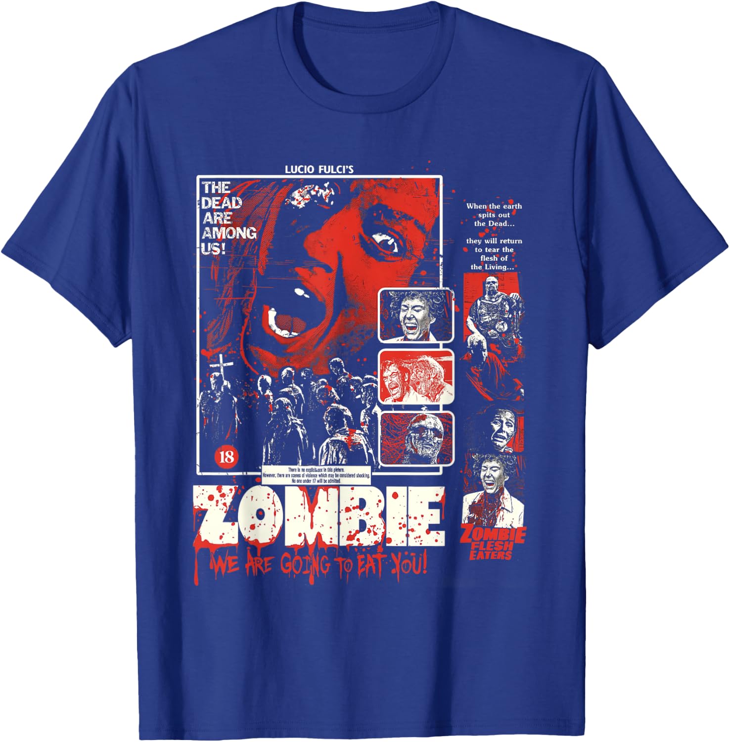 Vintage Zombie Halloween Poster Retro Movie Bloody T-Shirt - T-Shirt | Royal