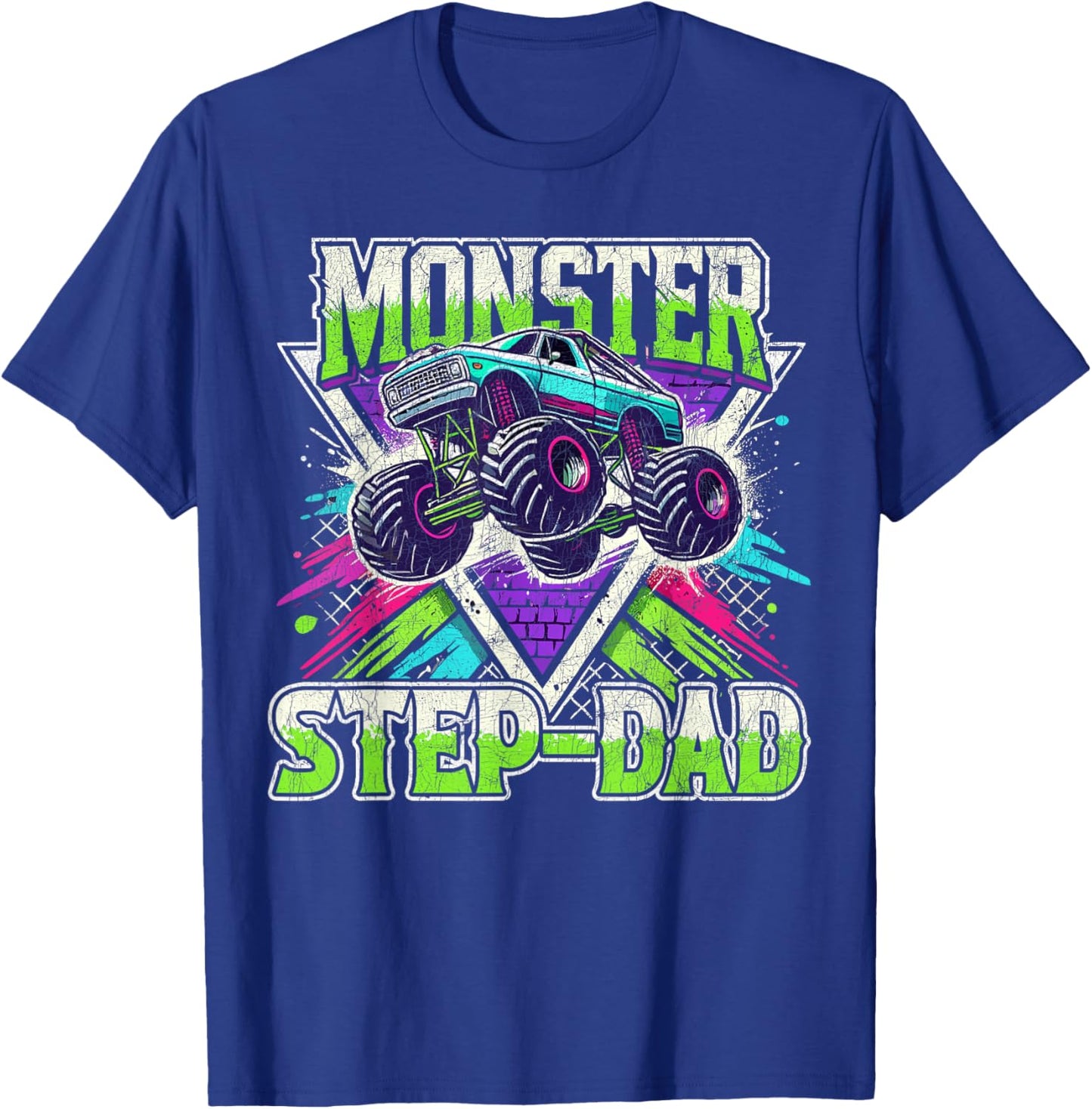 Matching Monster Truck Costume Jam Birthday Monster Step-dad T-Shirt - T-Shirt | Royal