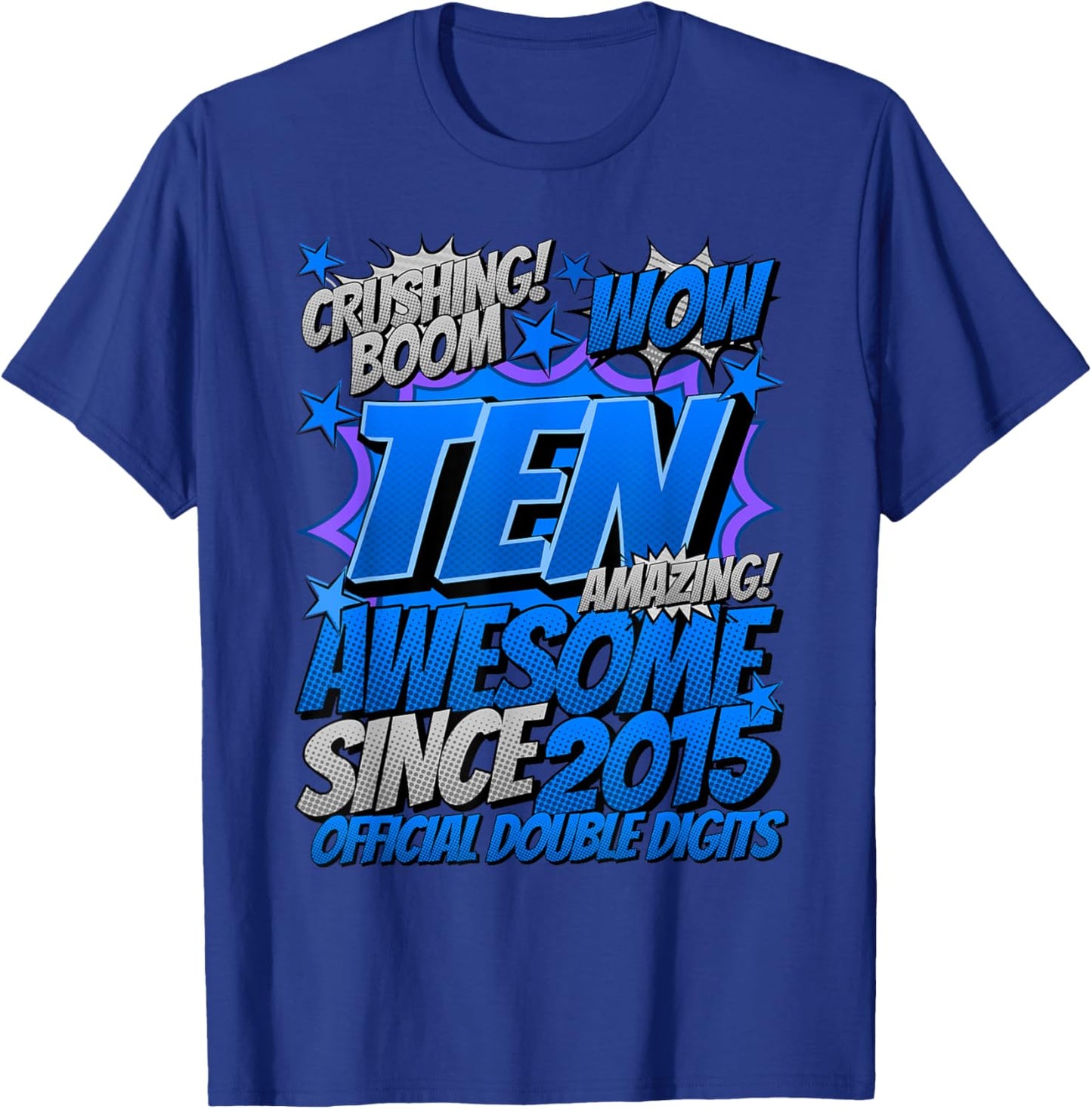 Official Double Digits 10 Year Old Gifts 10th Birthday Boy T-Shirt - T-Shirt | Royal