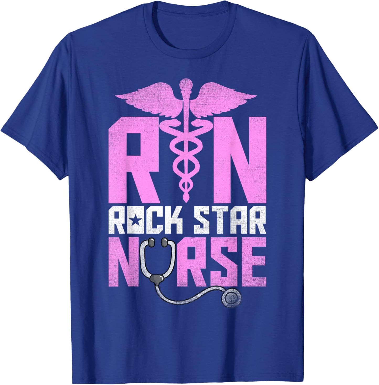 RN Rock Star Nurse - Nursing Stethoscope Registered Nurse T-Shirt - T-Shirt | Royal