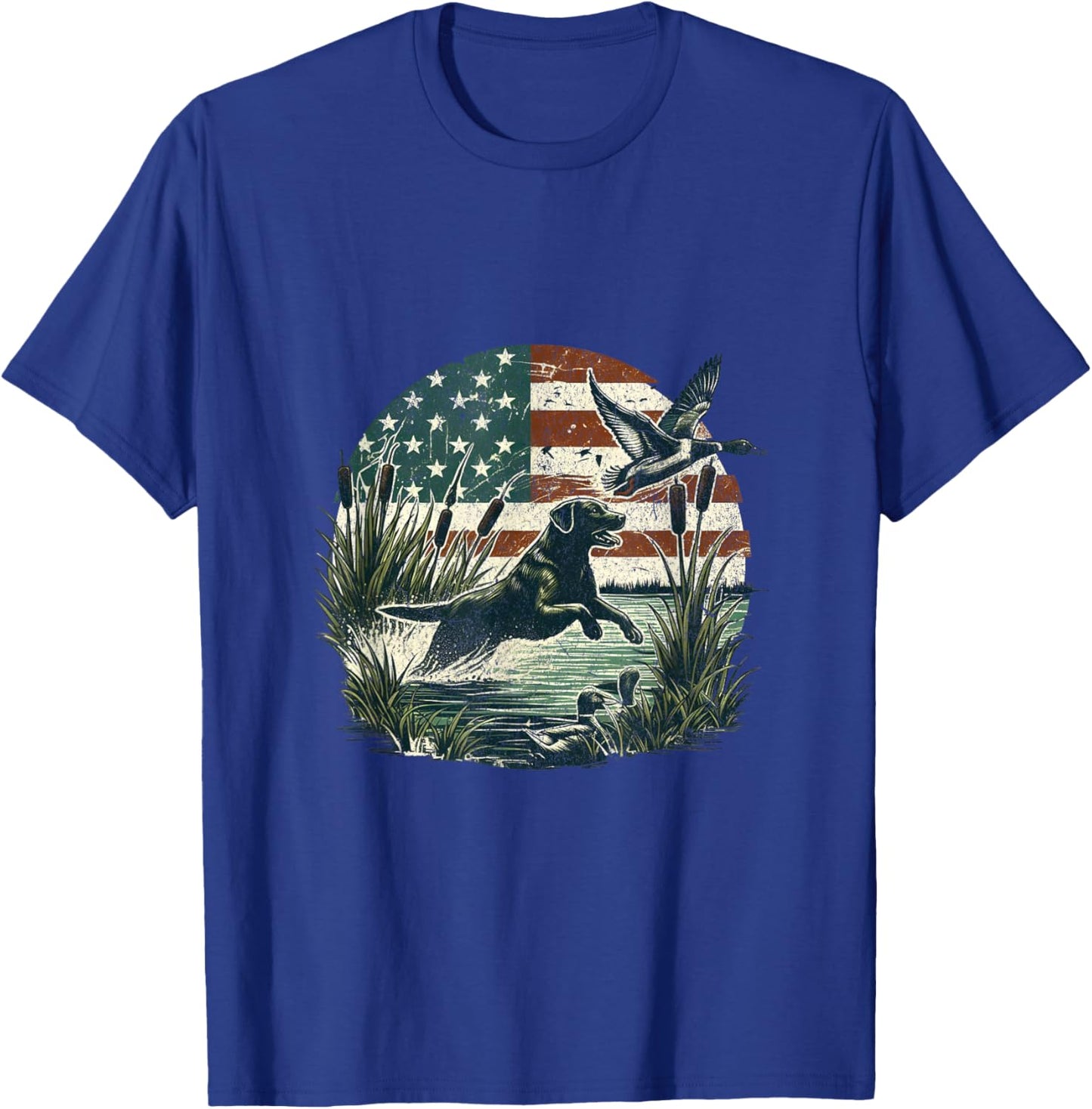 Black Labrador USA Flag Lab Owner Duck Hunter T-Shirt - T-Shirt | Royal