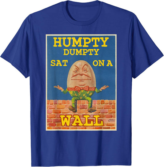 Retro Fairytale Art-Humpty Dumpty Sat on a Wall T-Shirt - T-Shirt | Royal