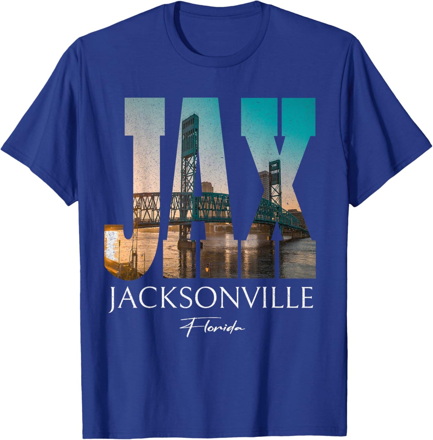 Sunset Jax Bridge Jacksonville Florida FL Souvenir T-Shirt - T-Shirt | Royal