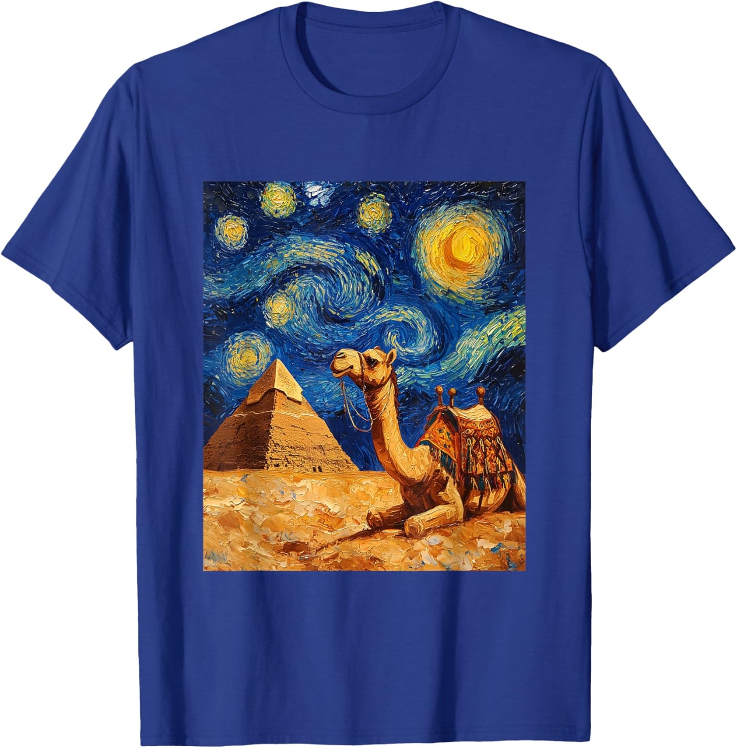 Camel Pyramid Egyptian Egypt - Van Gogh Style - Starry Night T-Shirt - T-Shirt | Royal