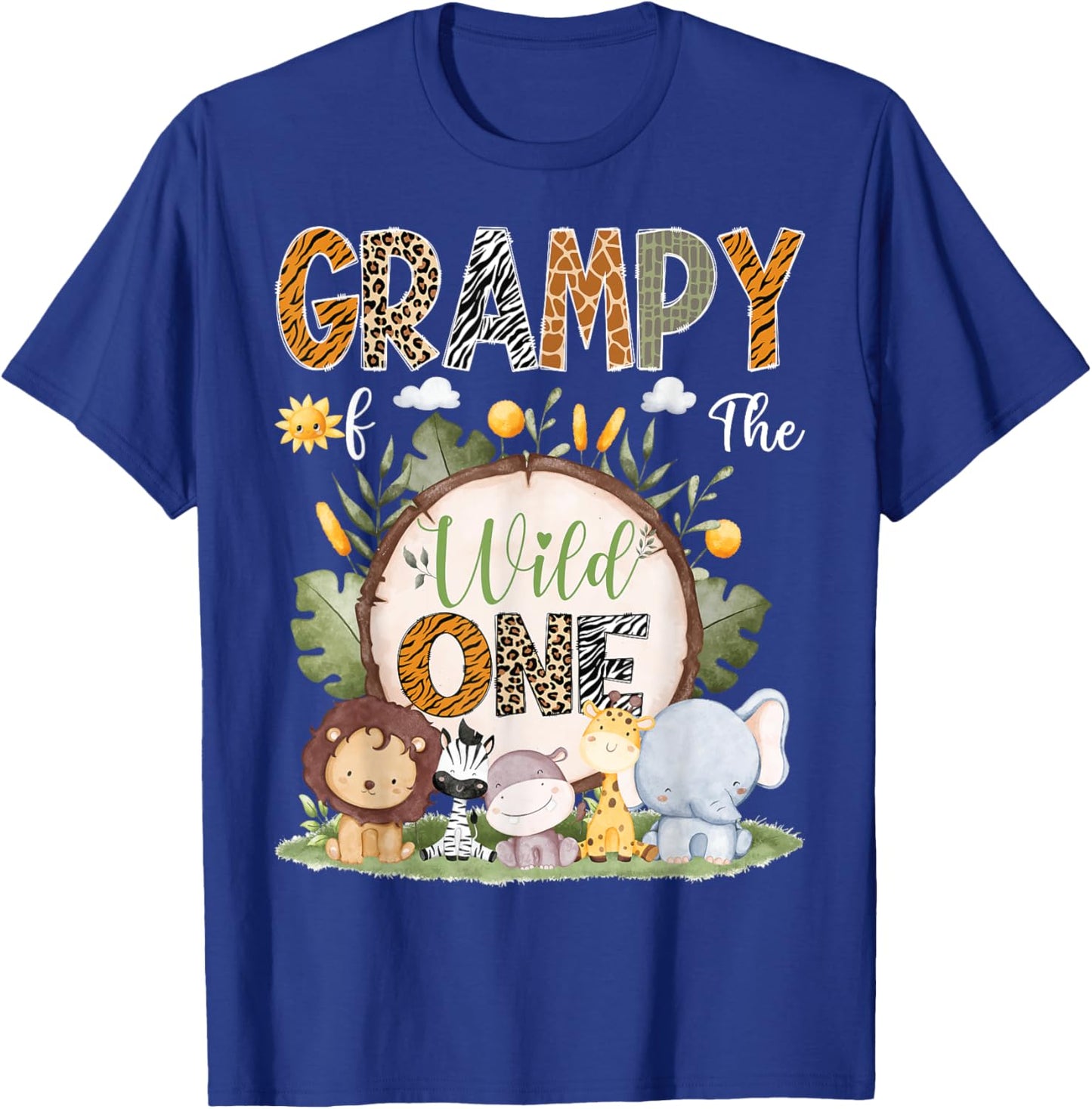 Grampy Of The Wild One 1St Birthday Kids Safari Woodland T-Shirt - T-Shirt | Royal
