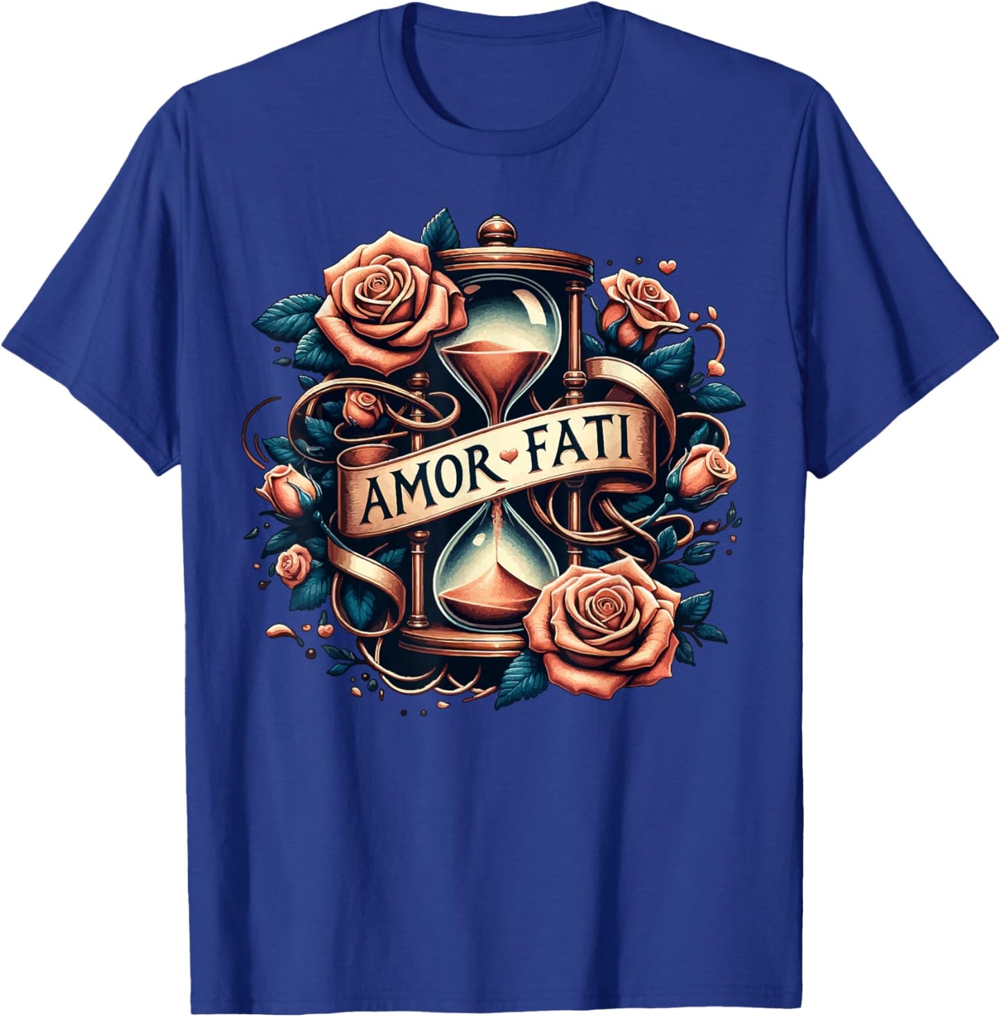Amor Fati Rose Time Hourglass Philosophy T-Shirt - T-Shirt | Royal