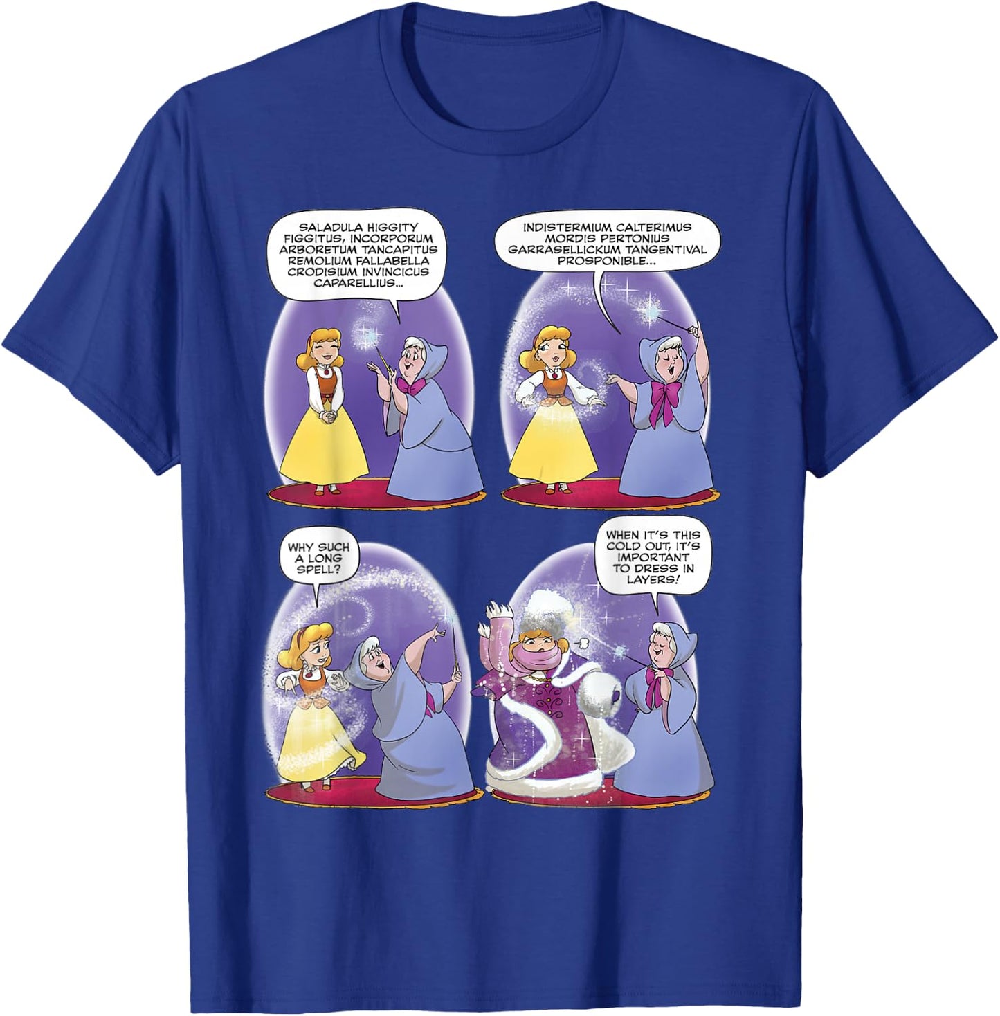 Disney Cinderella Fairy Godmother Dress In Layers Comic T-Shirt - T-Shirt | Royal