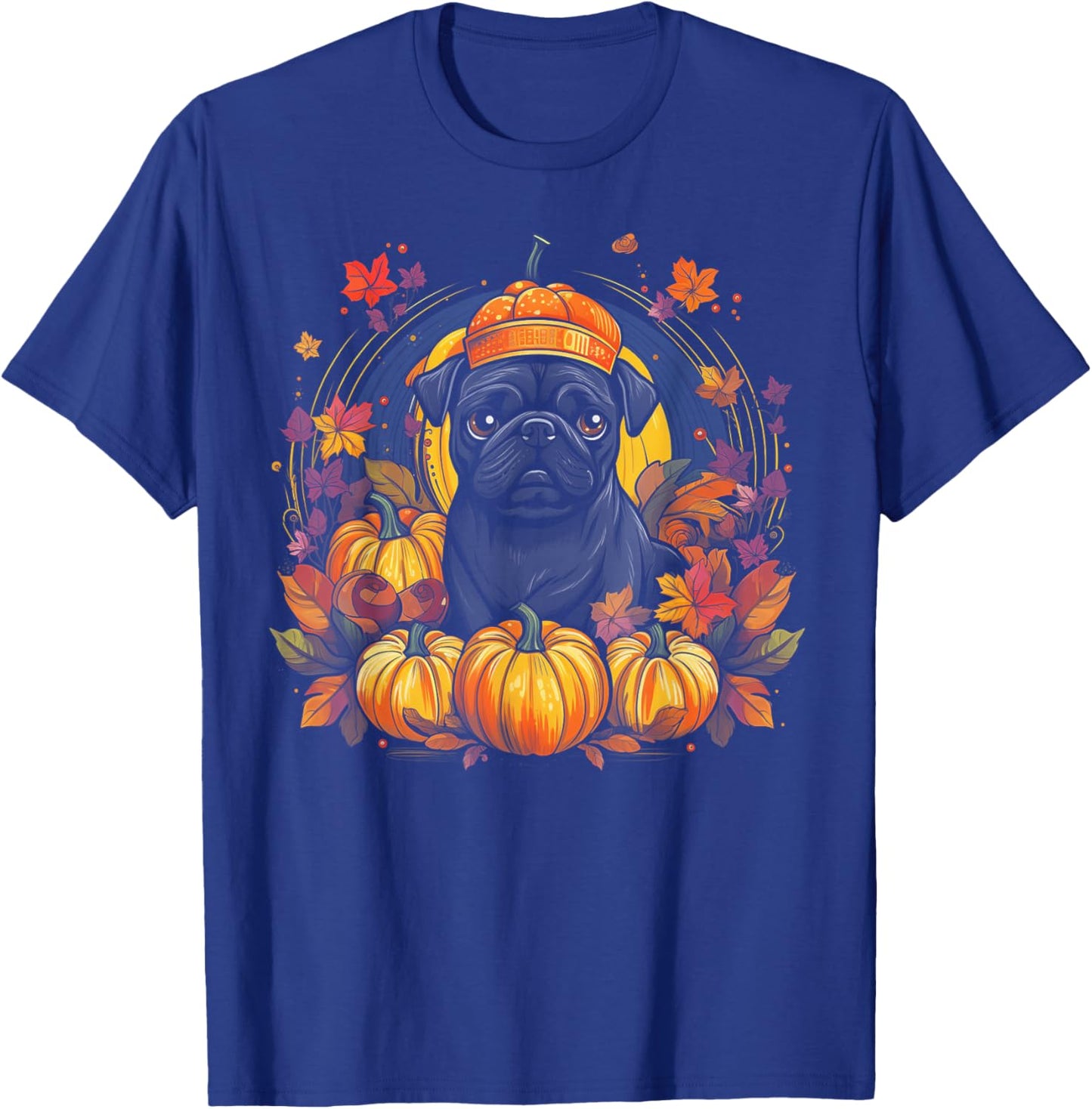 Pug Dog - Pumpkin Thanksgiving Fall Halloween Men Women Kids T-Shirt - T-Shirt | Royal
