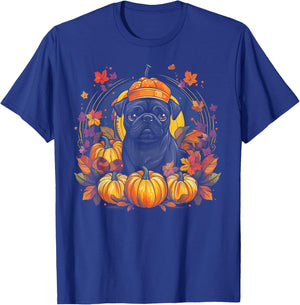 Pug Dog - Pumpkin Thanksgiving Fall Halloween Men Women Kids T-Shirt - T-Shirt | Royal