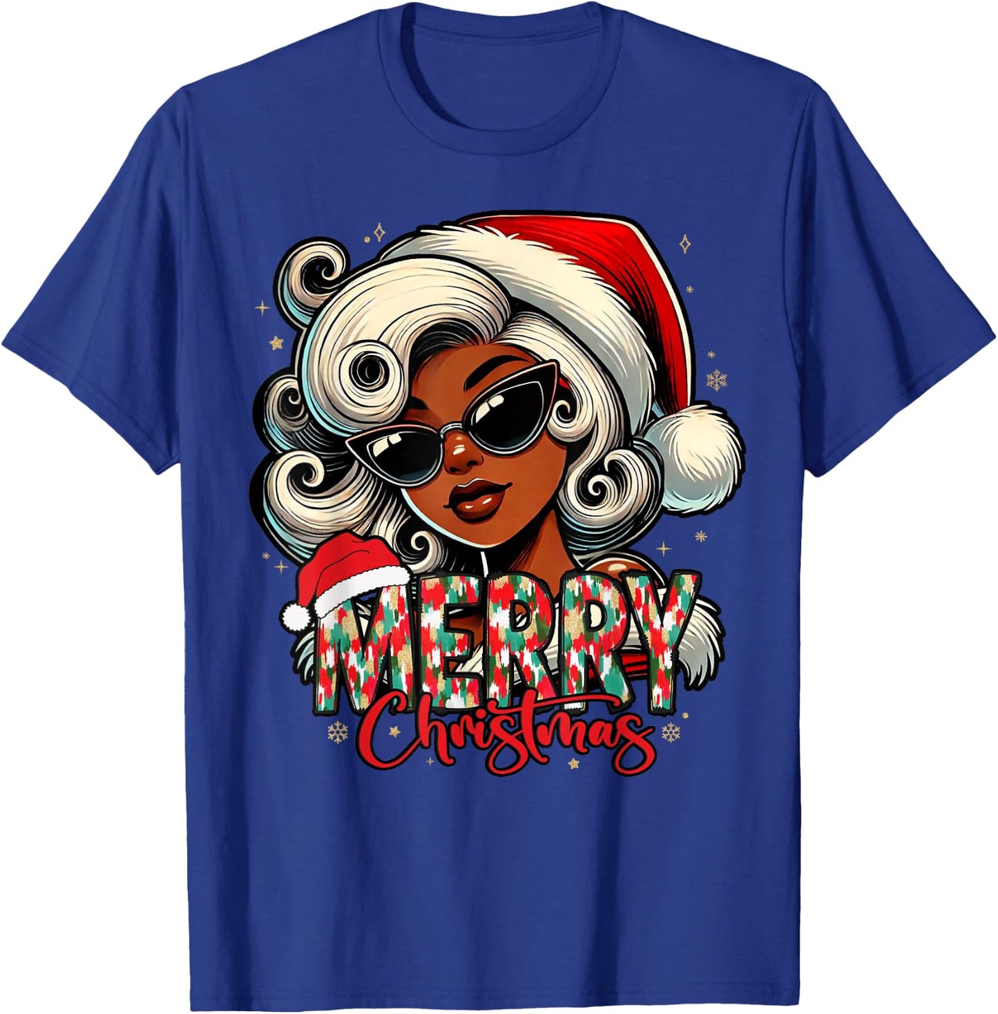 Black African Girl Melanin Christmas Santa Xmas T-Shirt - T-Shirt | Royal