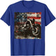 Vintage Motorcycle USA Flag Retro Biker American T-Shirt - T-Shirt | Royal