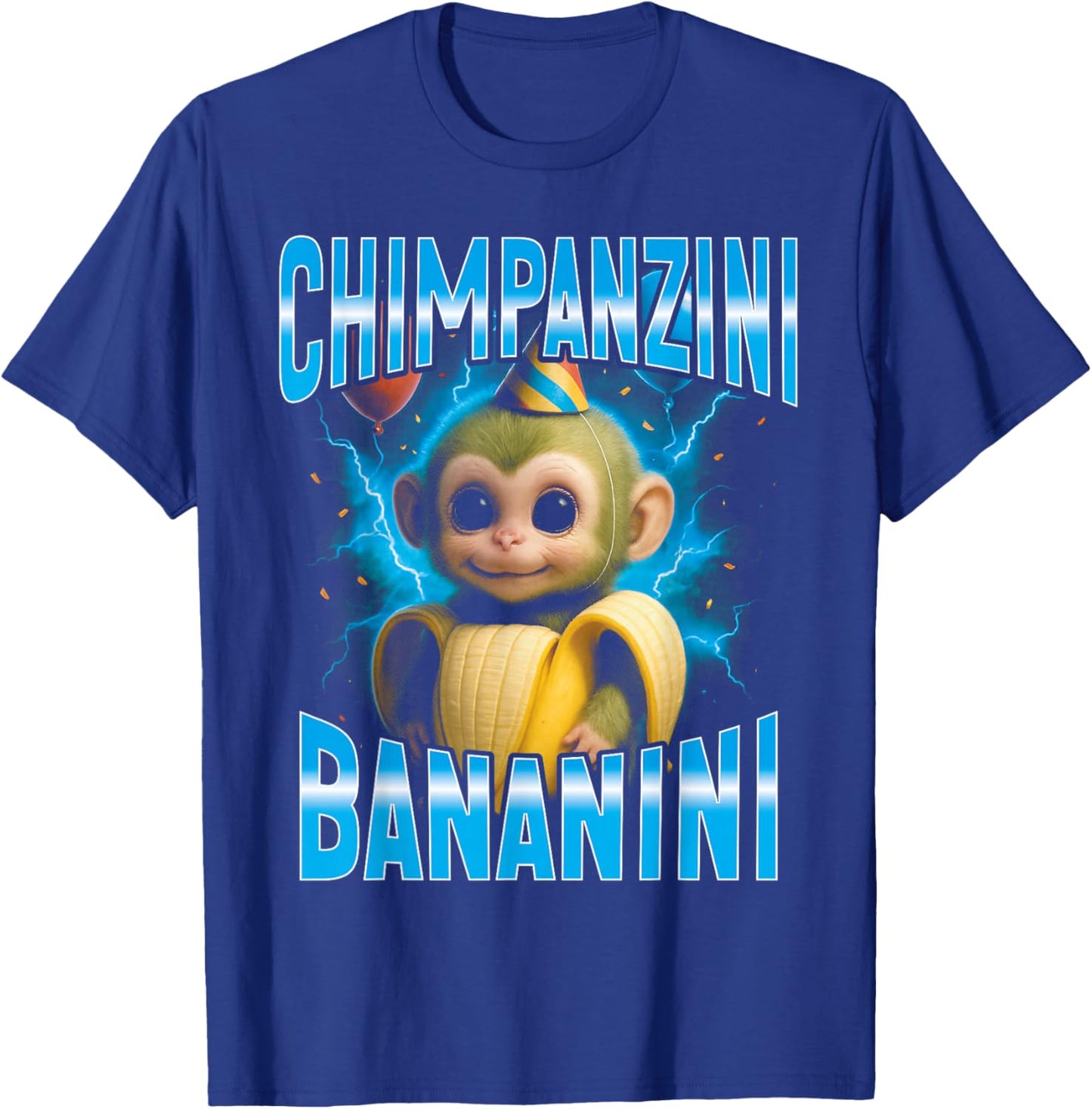 Surreal Italian Brainrot Meme Chimpanzini Bananini Birthday T-Shirt - T-Shirt | Royal
