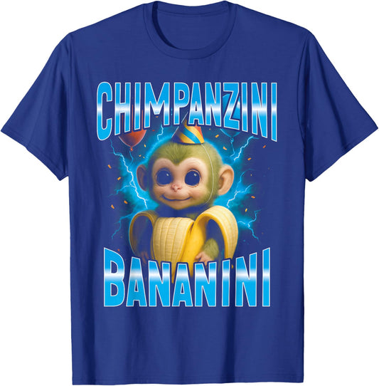 Surreal Italian Brainrot Meme Chimpanzini Bananini Birthday T-Shirt - T-Shirt | Royal