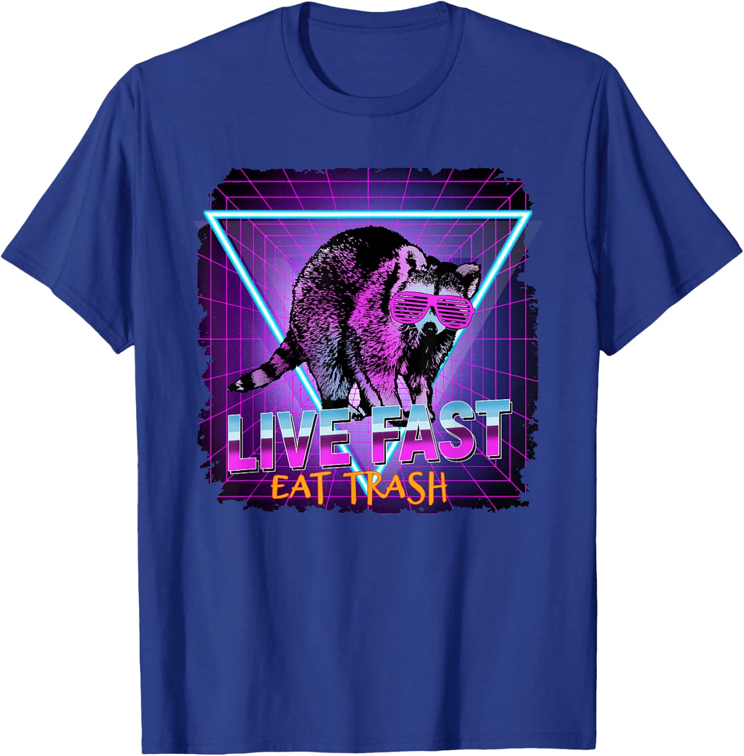 Waschbr Waschbren Lustig Geschenk & Present Co. Raccoon Retro Live Fast Eat Trash Funny Gift -Adults Black Small Classic Fit Short Sleeve T-Shirt - T-Shirt | Royal