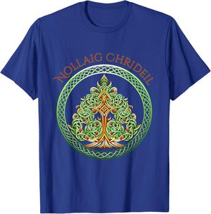 Nollaig Chridheil Scottish Celtic Christmas Tree T-Shirt - T-Shirt | Royal
