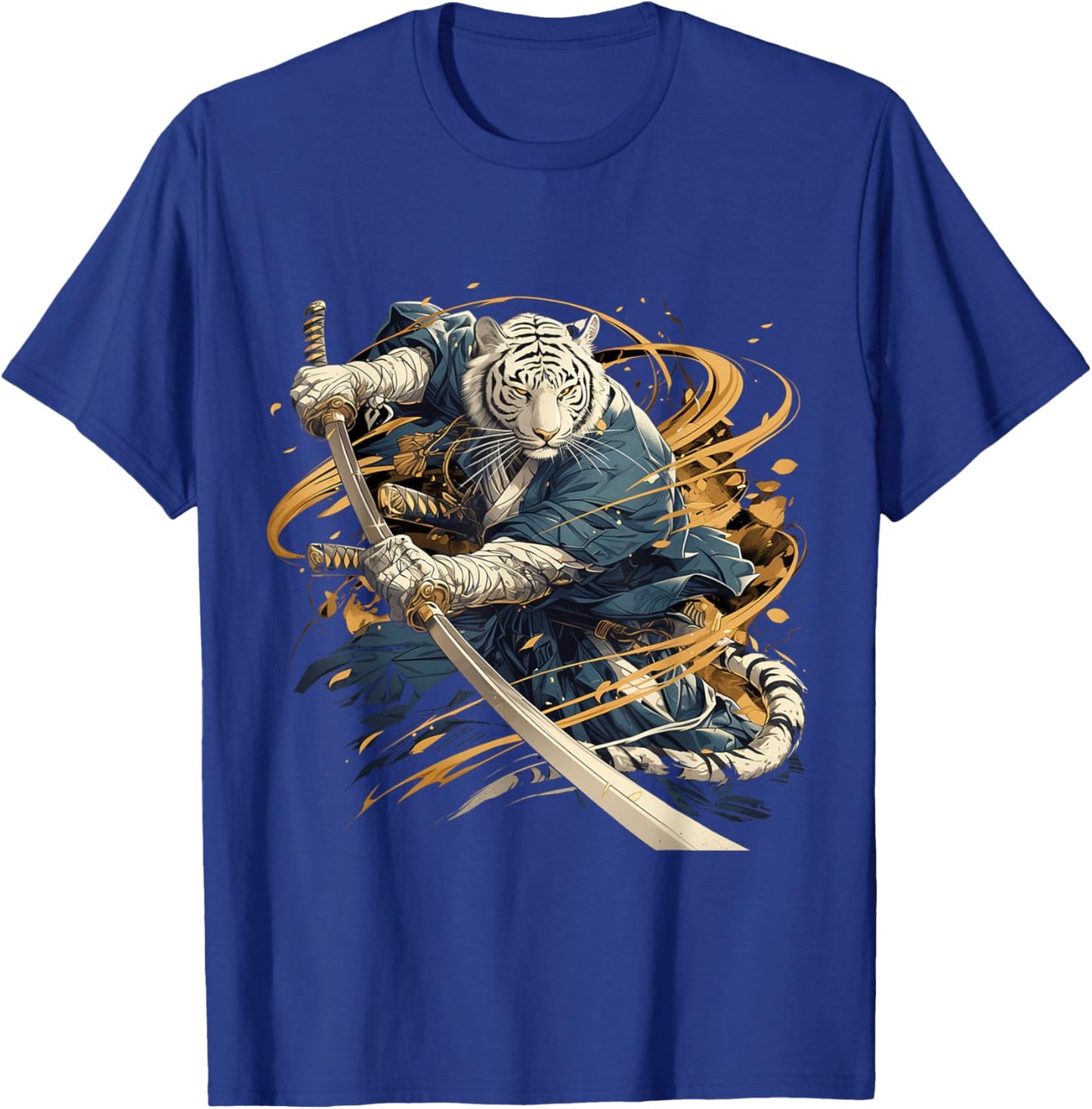 Japanese Art Tiger Ninja Ukiyo-e Anime Style Samurai Tiger T-Shirt - T-Shirt | Royal