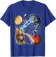 Fluffy Cat with Galactic Rainbow Beams Women Kids T-Shirt - T-Shirt | Royal