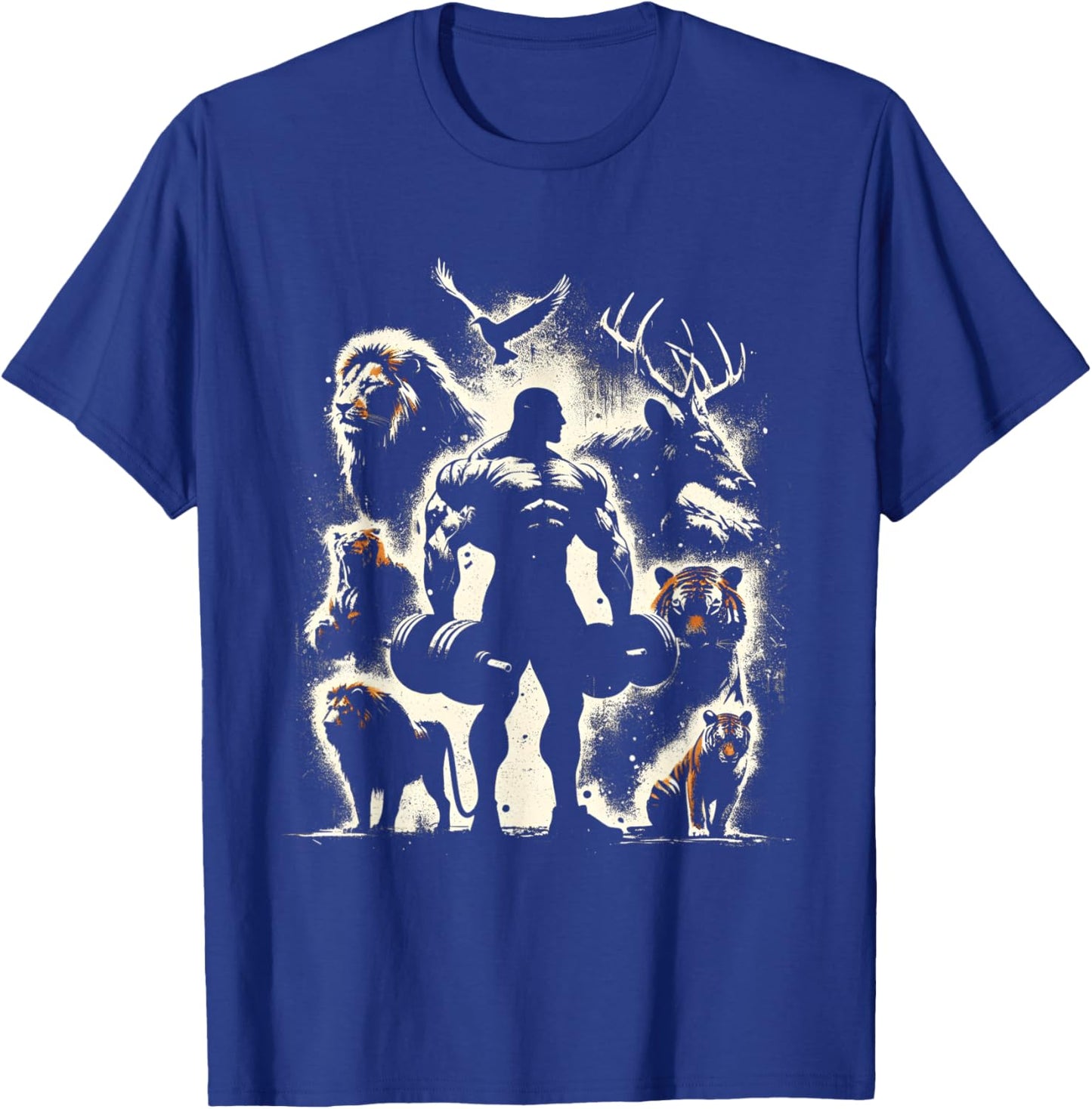 Body Builder Wild Animals Vintage Weightlifting Workout Gym T-Shirt - T-Shirt | Royal