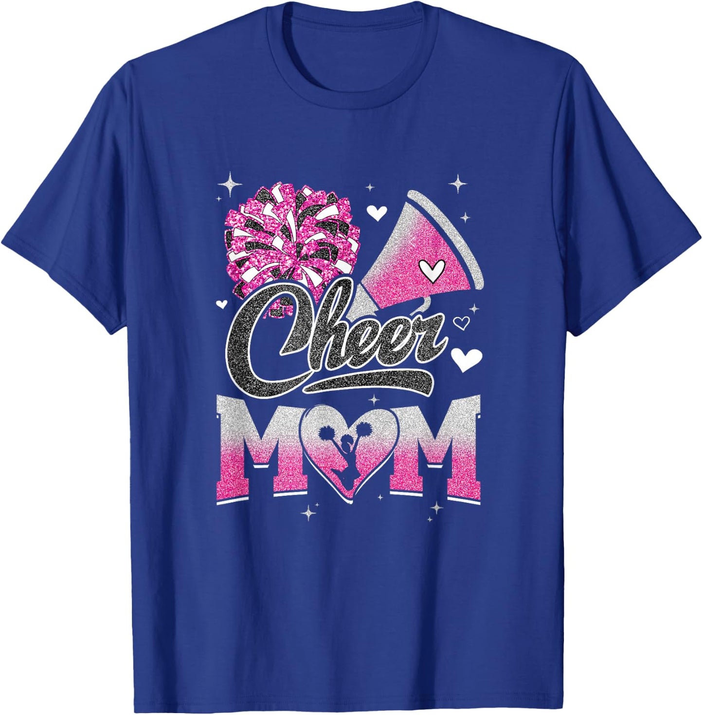 Cheer Mom Pink Cheerleading Football Graphic T-Shirt - T-Shirt | Royal