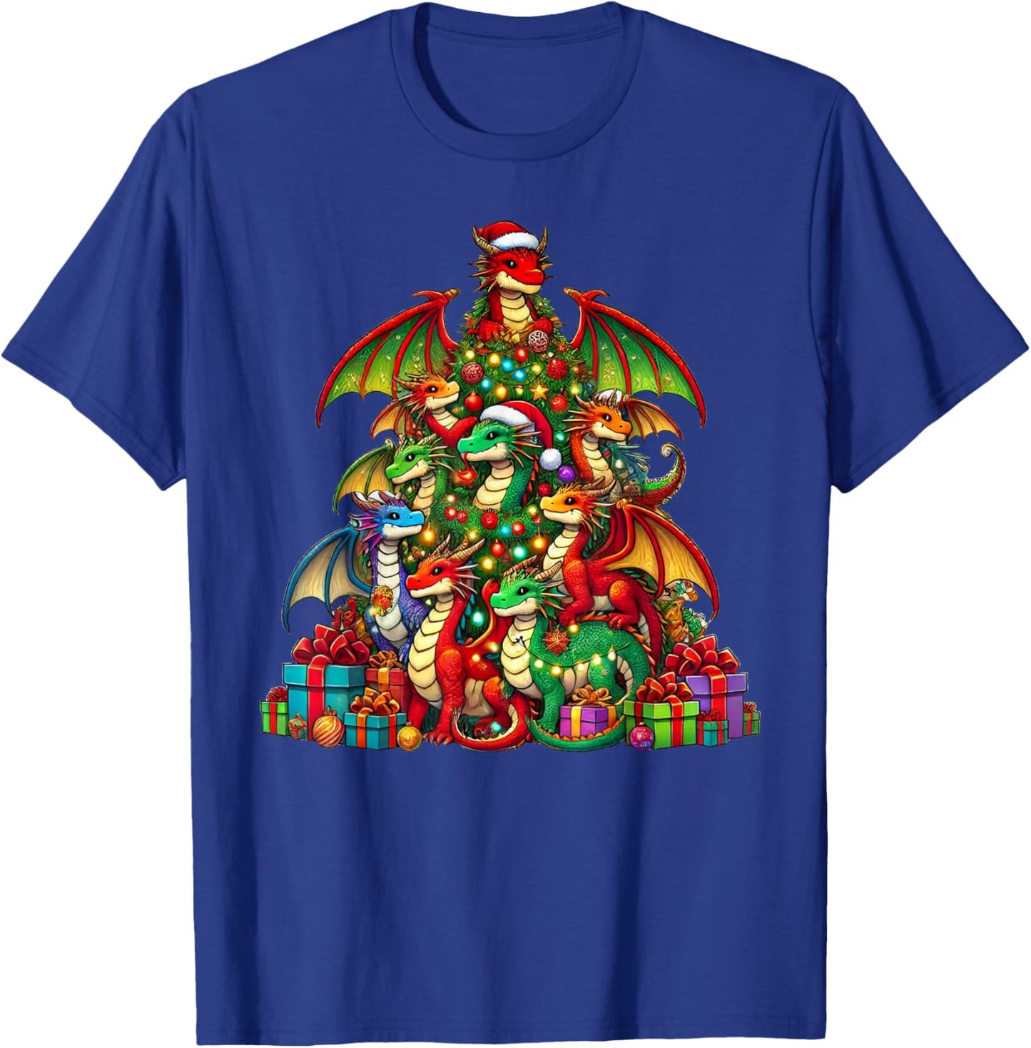 Dragon Christmas Tree Funny Dragon Xmas T-Shirt - T-Shirt | Royal