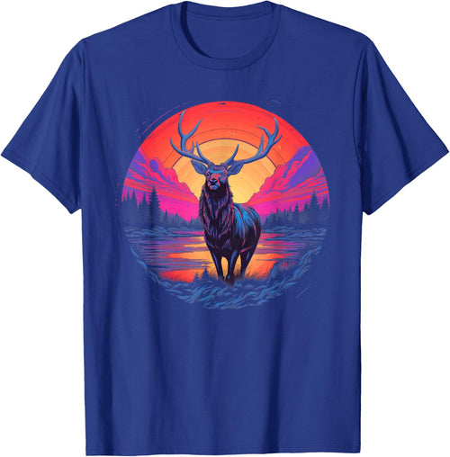 Retro Sunset Elk
