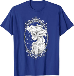 Disney Frozen Elsa Sketch Portrait Snowflakes T-Shirt - T-Shirt | Royal
